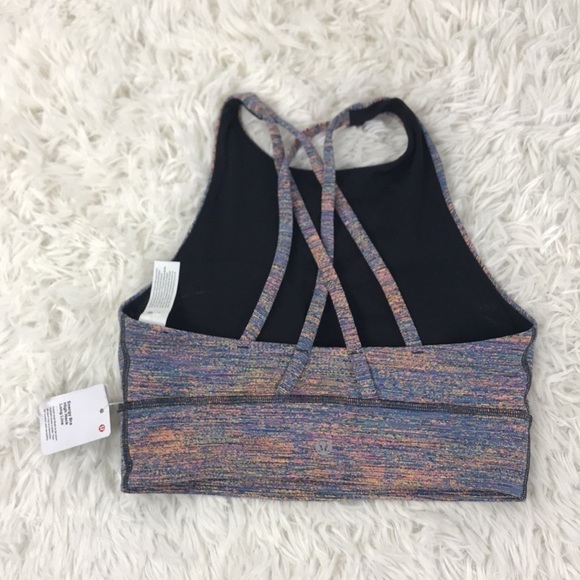 NWT Lululemon Energy Bra High Neck Long Line Spectral Fusion Jacquard Autumn Red - Picture 2 of 5